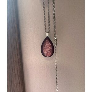 Natural purple mica lepidolite crystal-pendant necklace vintage gemstone rare.
